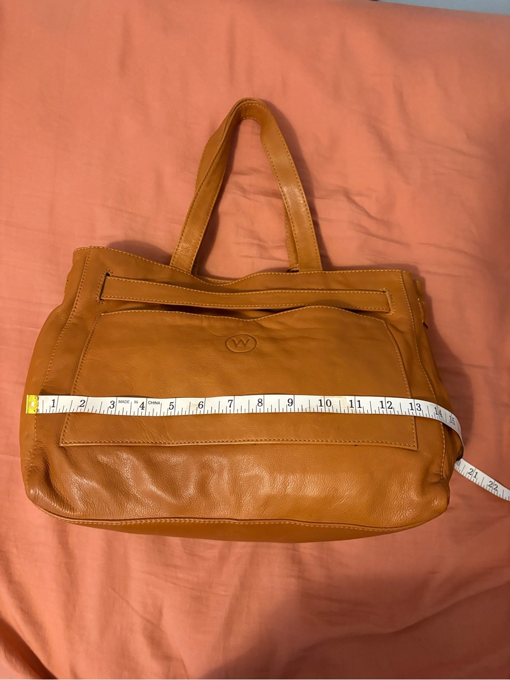 Wanderers Travel Co Tan Leather Shoulder Tote with Front Belt Detail - Picture 5 of 8
